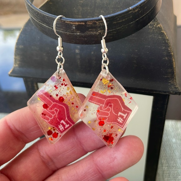 #1 Fan Sports Handmade Earrings Size Medium - Picture 3 of 9